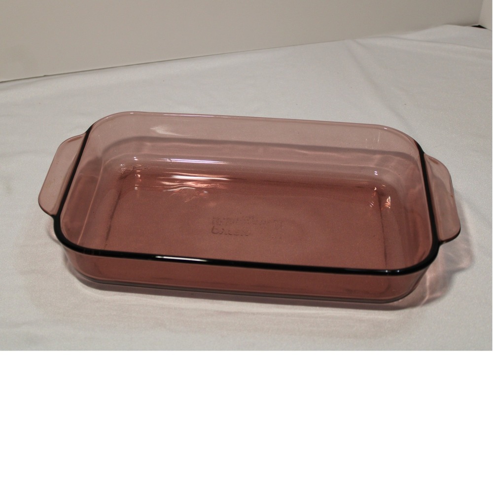 Pyrex Cranberry Glass 2 Quart Rectangular Baking Dish 232-R 11x7x1.5 Made in USA